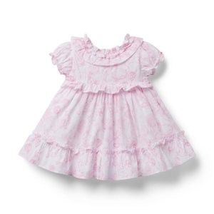 Janie and Jack Bunny Toile Pink Party Dress